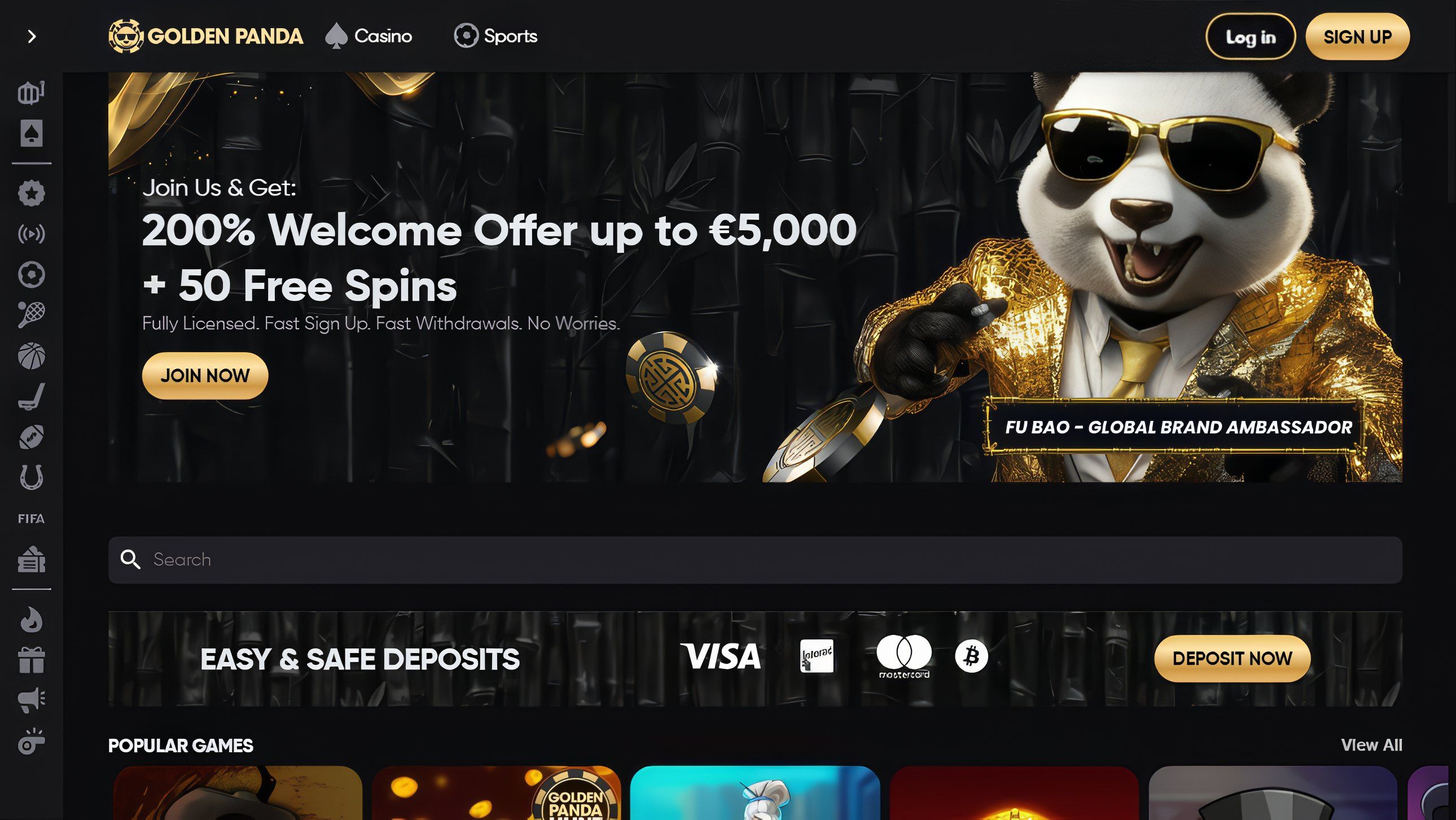 Golden Panda Casino desktop screenshot 1